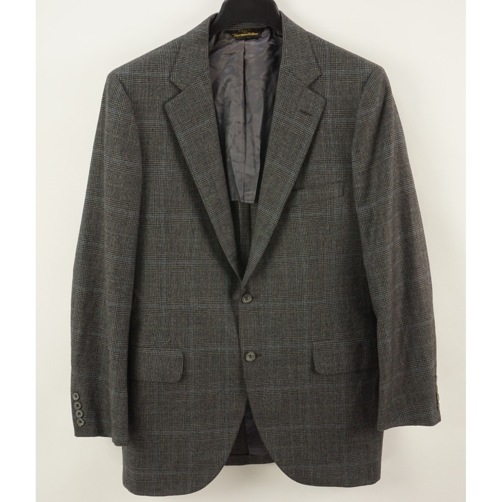 Vintage 1960's‎ Norman Hilton Prince of Wales Flannel Wool Sport Coat Mens 42L